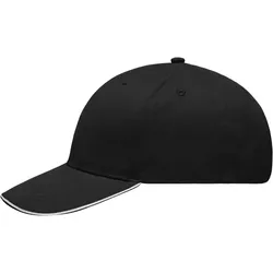 Myrtle Beach Unisex Gebürstete leichte 6-Panel Sandwich Kappe Klassische Cap MB6541 black/white one size