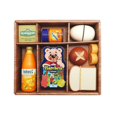 Küchenspielzeug Großes Frühstücks-Set 8 Teile Holz & 1 Metalldose