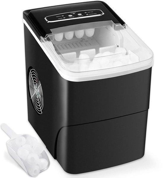 Eismaschine - Kompakter Eismacher - Schnelle Eisproduktion - Automatische Funktion - 12 kg pro Tag - Schwarz
