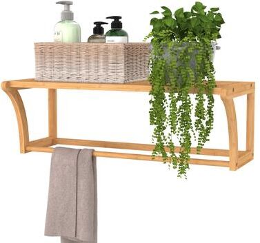 ClosetMaid Bamboo Wall Shelf with Towel Rod