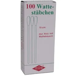 WATTESTÄBCHEN Holz 15 cm m.Wattebausch 100 St