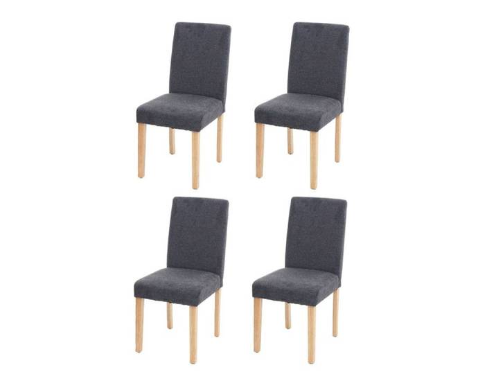 4x chaise de salle à manger chaise de cuisine Littau - textile gris anthracite pieds clairs