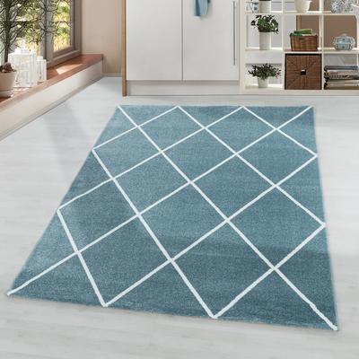 Teppich AYYILDIZ TEPPICHE "RIO 4601", blau, B:80cm H:8mm L:150cm, Polypropylen (PP), Teppiche, Teppich, Pflegeleicht / Strapazierfähig / Trend Colors/ Wohnzimmer
