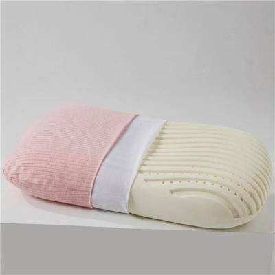 Uplift Essentials Natural Latex Pillow With Cotton Cover For Neck Pain Relief And Comfortable Sleep pink