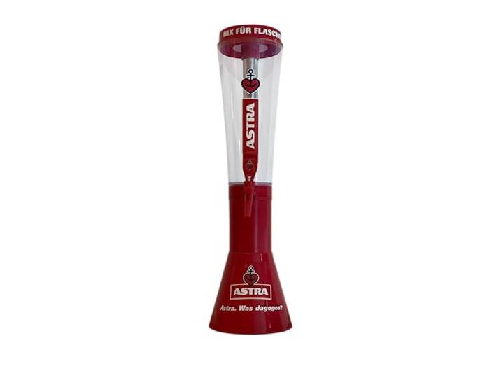 Astra Bier-Turm, Beer Tower, Biersäule, Zapfsäule, Getränkespender, mit Kühlung, 3,0 Liter, rot/transparent
