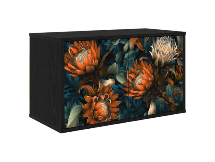 HFXHIJXQ Wand-TV-Schrank LOCHEM 69x33x40cm Schwarz Eichen-Optik Platzsparendes Hängeboard für Wohnzimmer& Schlafzimmer mit 2 Türen für ordentliche Mediengeräte.