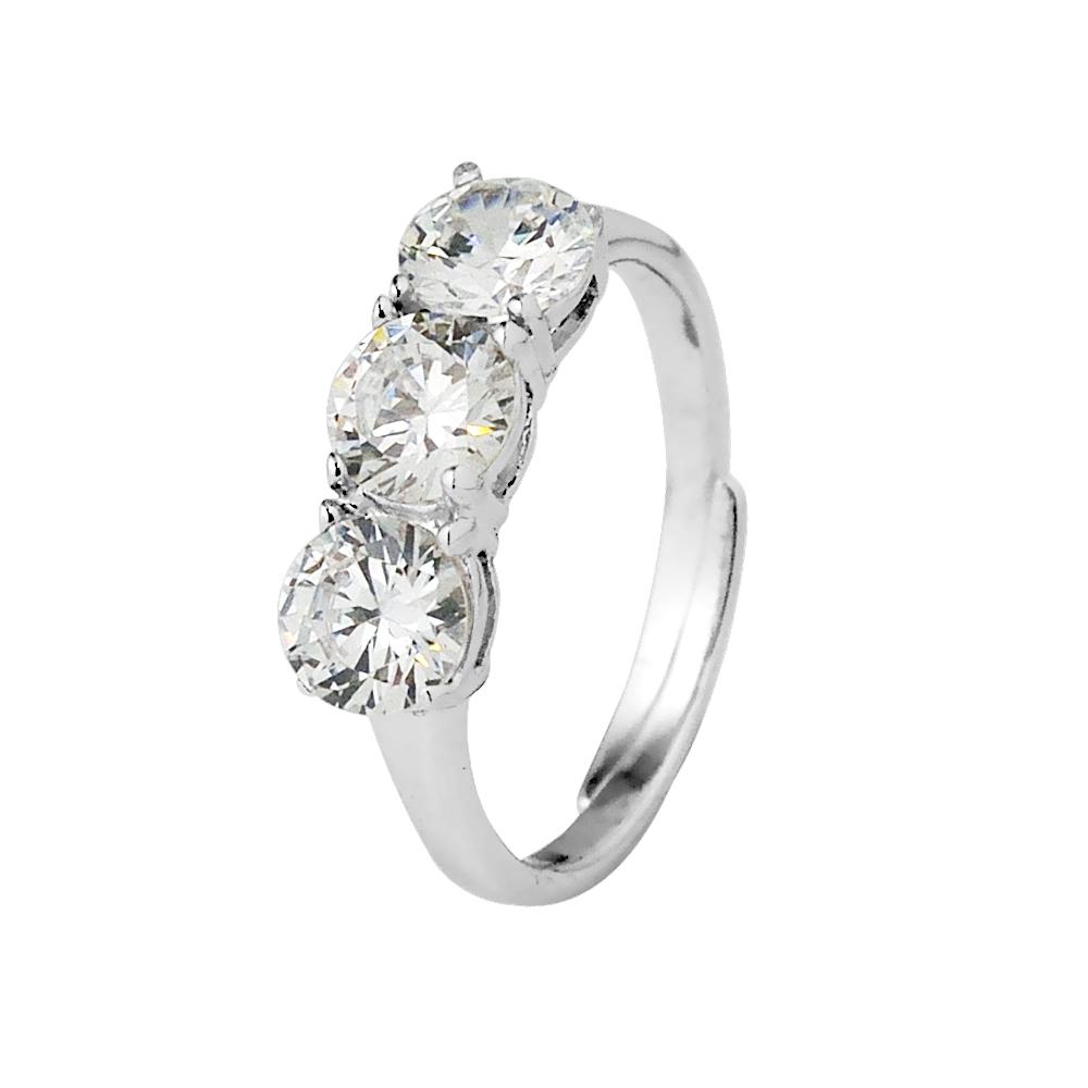 Trilogy Ring Zirkoniumoxides Sieraden Zilver 925 Verstelbaar - Jane