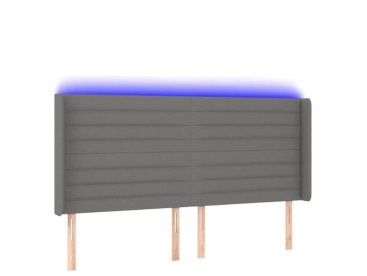 HGLADYU LED Bettkopfteil mit USB Anschluss, Dunkelgrau 183x16x118/128 cm Stoff, atmungsaktiv langlebig