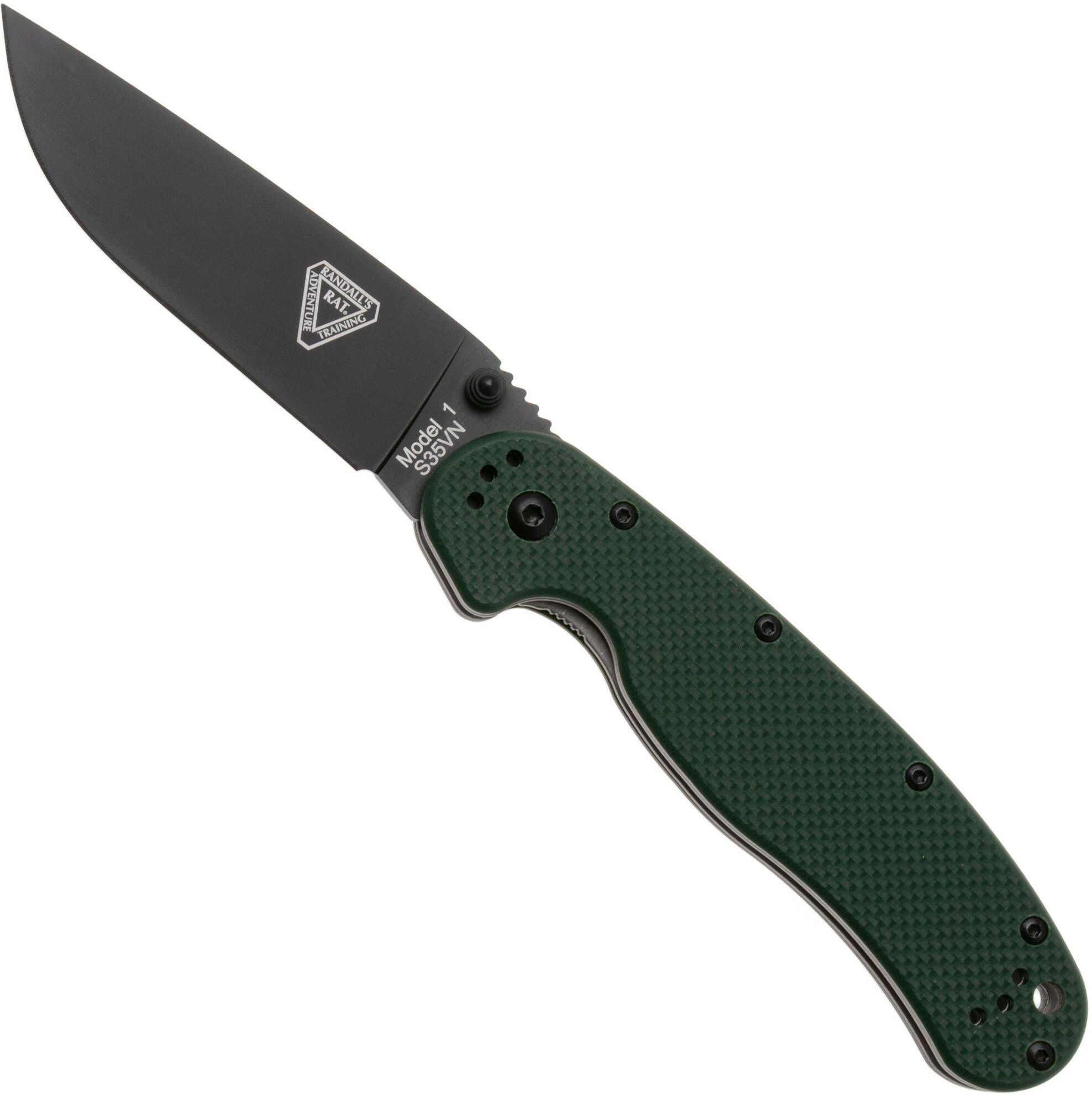 Ontario RAT-1 8991 Black S35VN, Forest Green G10, coltellino tascabile