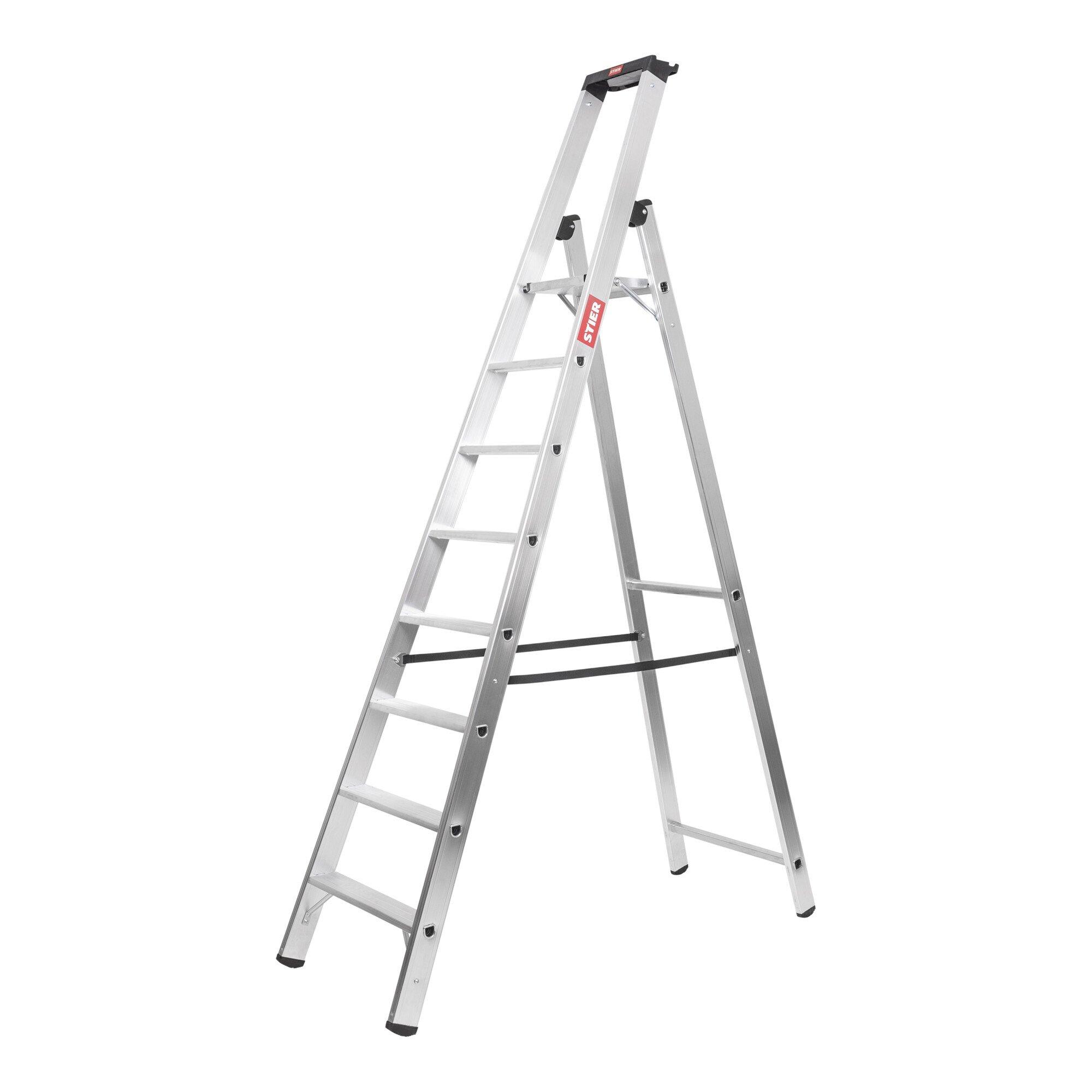 STIER Stufen Stehleiter Premium 8 Stufen einseitig begehbar (905594)