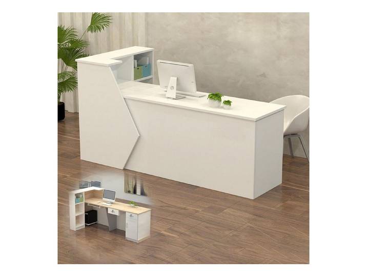 LuxusKollektion Empfangstheke Empfangstheke Weiß 200x60x100cm Stauraum Modern (1-St)
