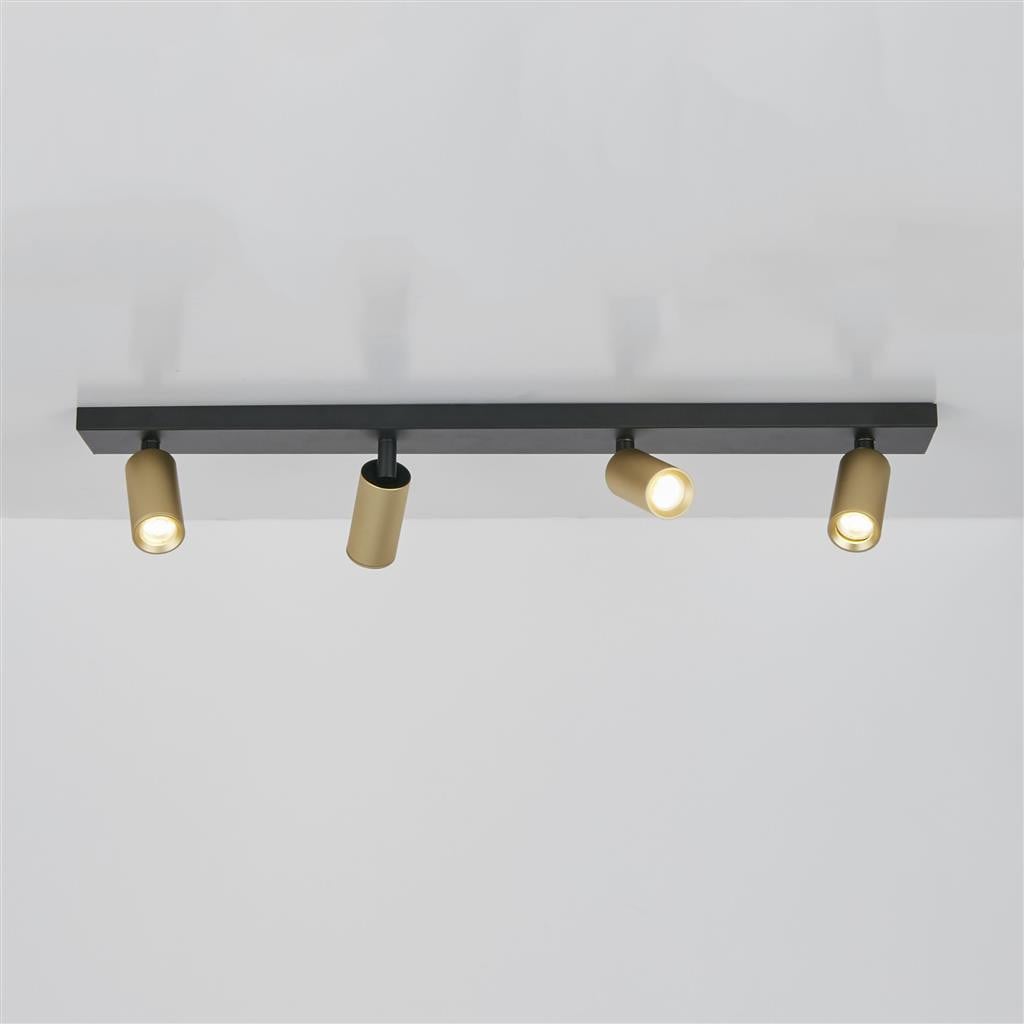 Lyora Spot Ciara 4-lichts plafondlamp goud/messing
