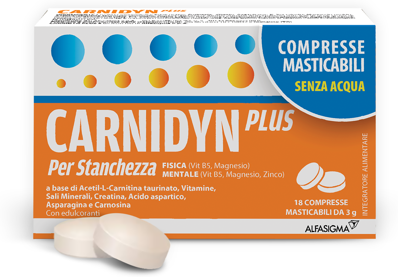 ALFASIGMA SpA Carnidyn Plus, Integratore Stanchezza Fisica e Mentale, 18 Compresse