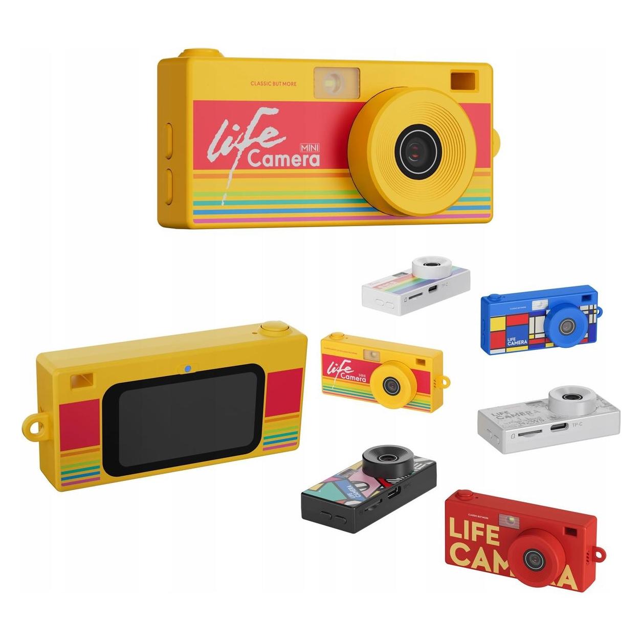 Xrec Mini Aparat Kamera Retro Video 2k Wisiorek Breloczek / X9 / Żółty (XREC)