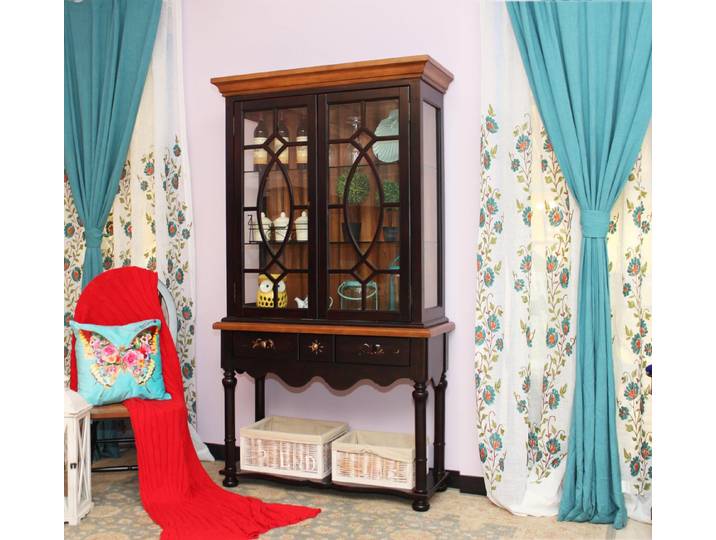 JVmoebel Vitrine Eleganter brauner Barschrank aus Holz mit Glastüren (1-St) Made in Europa