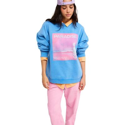 Sweatshirt ROXY "Lineup", Damen, Gr. XXL, blau (super sonic), Obermaterial: 55% Baumwolle, 25% Baumwolle, 20% Polyester., Sweatshirts Sweatshirt