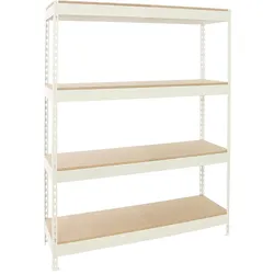 Proregal Schwerlastregal BIG WOOD YETI FOUR | HxBxT 200x120x45cm | Fachlast 400kg | Weiß