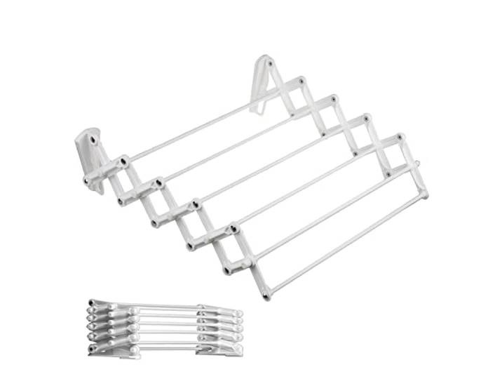 ABJ Wandwasdroger, telescopisch, wasdroger voor aan de muur, accordeon, droogrek, wandmontage (80 cm, wit)