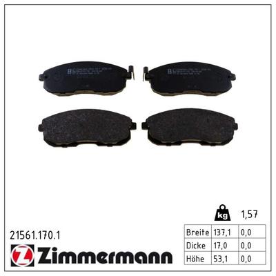 ZIMMERMANN Bremsbelagsatz, Scheibenbremse 21561.170.1 Vorderachse für NISSAN INFINITI