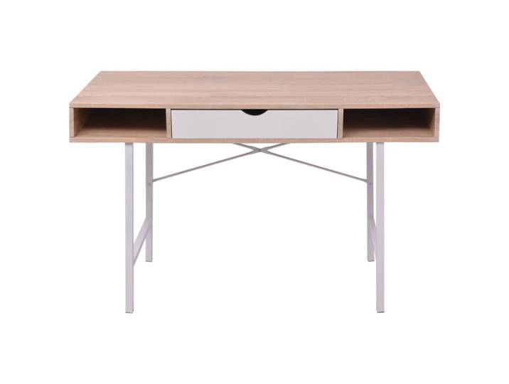 vidaXL Bureau avec 1 tiroir chêne et blanc