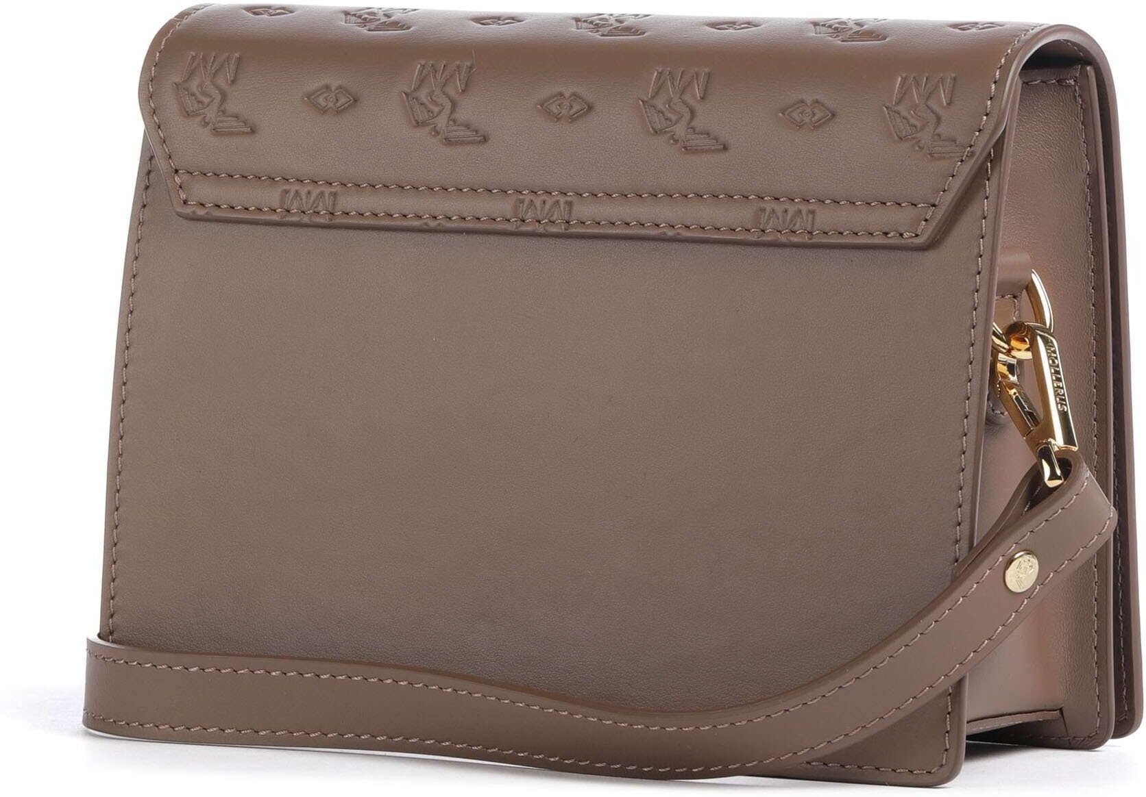 Maison Mollerus Stampato Melide Umhängetasche aus Leder, braun