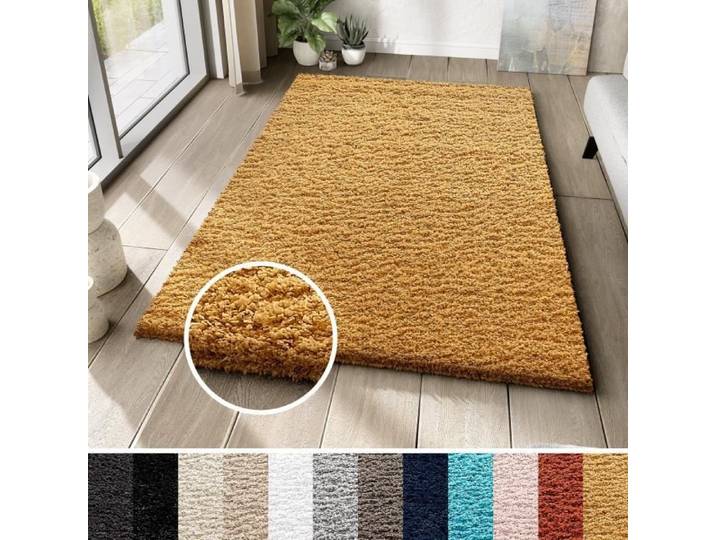 TAPISO Tapis Salon Shaggy Poil Long ESSENCE Jaune Unicolore Polypropylène Intérieur 300x400