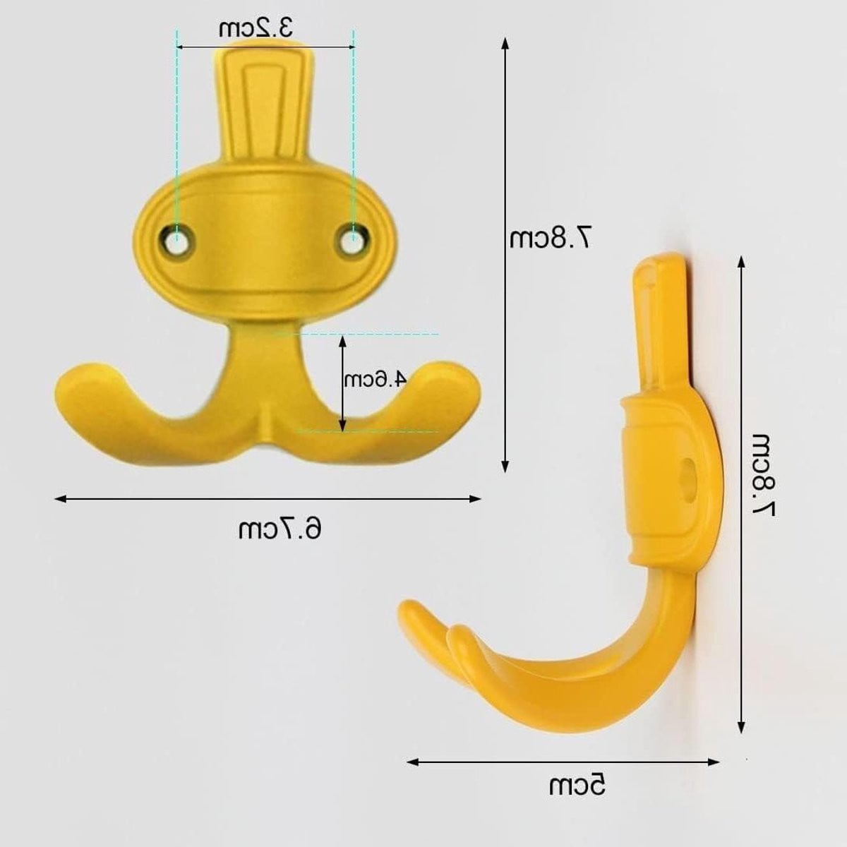 Set van 7 veelkleurige decoratieve wandhaken voor de kinderkamer met dubbele hangers