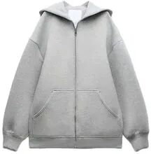Quick Pick Pro Women's Oversized Zip Hoodie, Versatile Long Sleeve Jacket, Loose Fit Casual Top, Streetwear Sweatshirt s beige