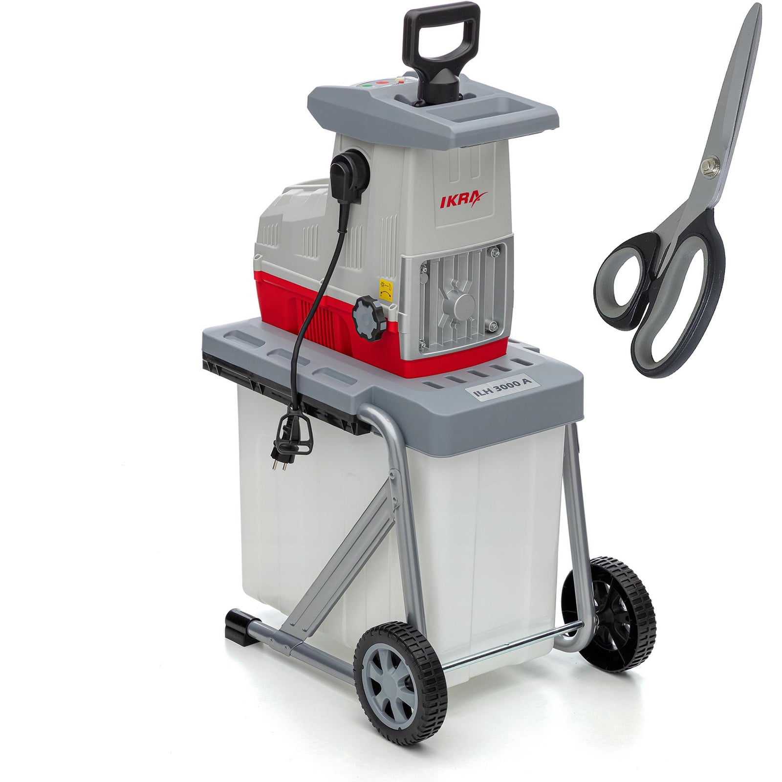 IKRA Elektrische takkenhakselaar 3000 W voor takken tot 44 mm met automatische invoer en 60 liter opvangbak