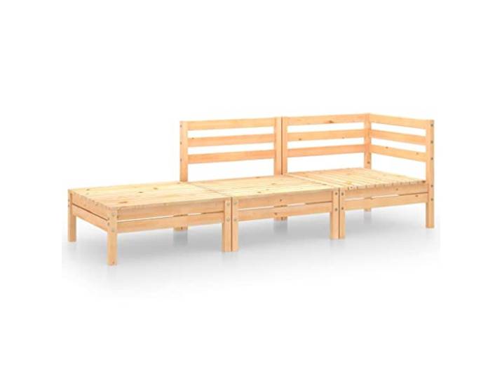 vidaXL Bois de Pin Massif Salon de Jardin 3 pcs Mobilier de Patio Meubles de Terrasse Mobilier de Jardin Ensemble de Meubles d'Extérieur