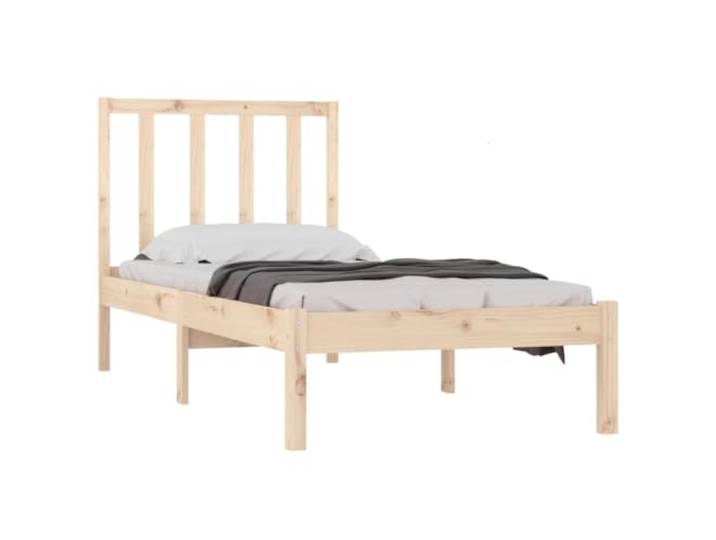 KTHLBRH Bettgestell ohne Matratze 75 x 190 cm aus massivem Kiefernholz Lattenrost inklusive, Kopfteil inklusive, robuste Struktur, rustikaler Stil