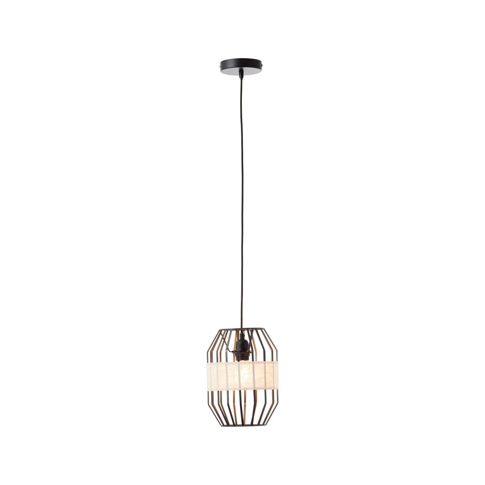 BRILLIANT Lampe , Slope Pendelleuchte 23cm schwarz/natur , 1x A60 , E27 , 40W , Kabel kürzbar / in der Höhe einstellbar