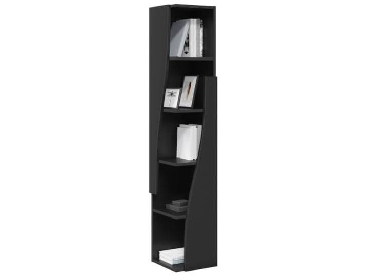 KTHLBRH Eckschrank, schwarz, 27,5 x 27 x 140 cm, Holz, mehrschichtig 5 Regalböden, platzsparend, modernes Design, einfache Montage, für Wohnzimmer