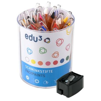 edu³ Schminkstifte rund 20er Becher Set + Spitzer