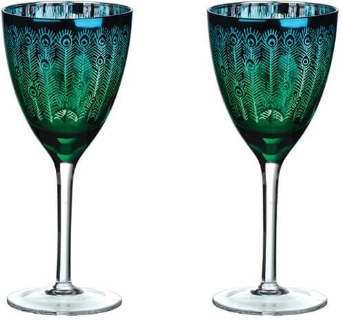 Artland Peacock Set of 2 Wine Glasses