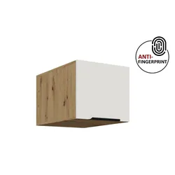 Küchen Aufsatzschrank 40 Küche ARIA Weiss + Eiche Küchenzeile Anti Fingerprint