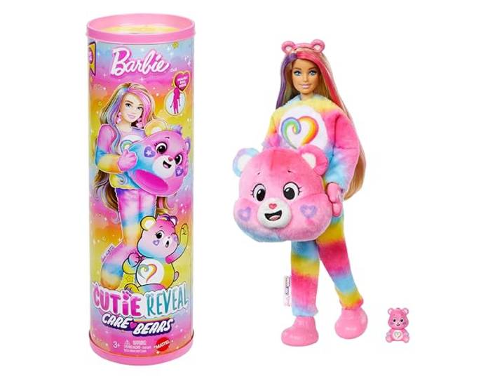 Barbie Cutie Reveal Troetelbeertjes, pop en accessoires, serie 2, Gezelligheidsbeertje met 10 verrassingen, waaronder kleurverandering en minibeer, JFV60