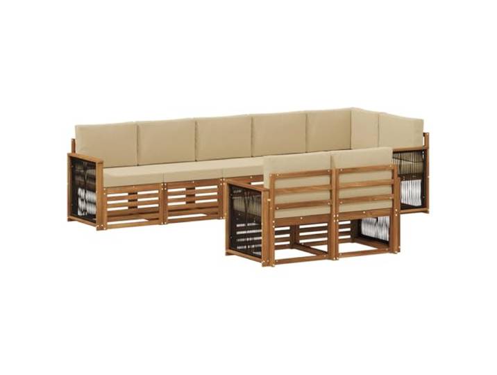HFMDRMU Outdoor-Möbelset aus massivem Akazienholz, modulares Sofa für Garten und Terrasse, wetterfest lackiert, modernes Design mit Armlehnen und Rückenlehnen, flexibel anordbar
