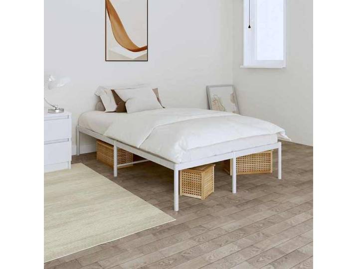 Bonne qualité - Cadre de lit métal blanc 120x190 cm - haut de gamme -7404