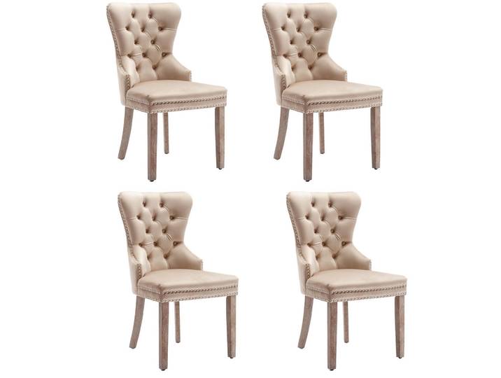 ComfortXL Stuhl-Set De-35903 4 Stück mit Türklopfer-Design Beige, 46.5x95x53 cm, Esszimmer, Stühle