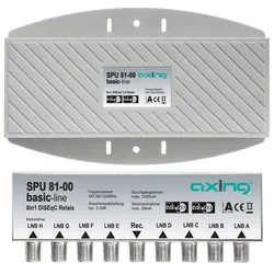 Axing SPU81-00 DiSEqC-2.1-2.2-Umschalter, 950-2200 MHz, 8 in 1, Außen, 2, 5 dB Dämpfung SPU08100 SPU 81-00