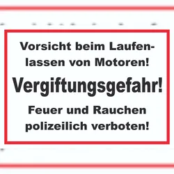 HB-Druck Vorsicht beim laufen lassen von Motoren Schild A3 (297x420mm)