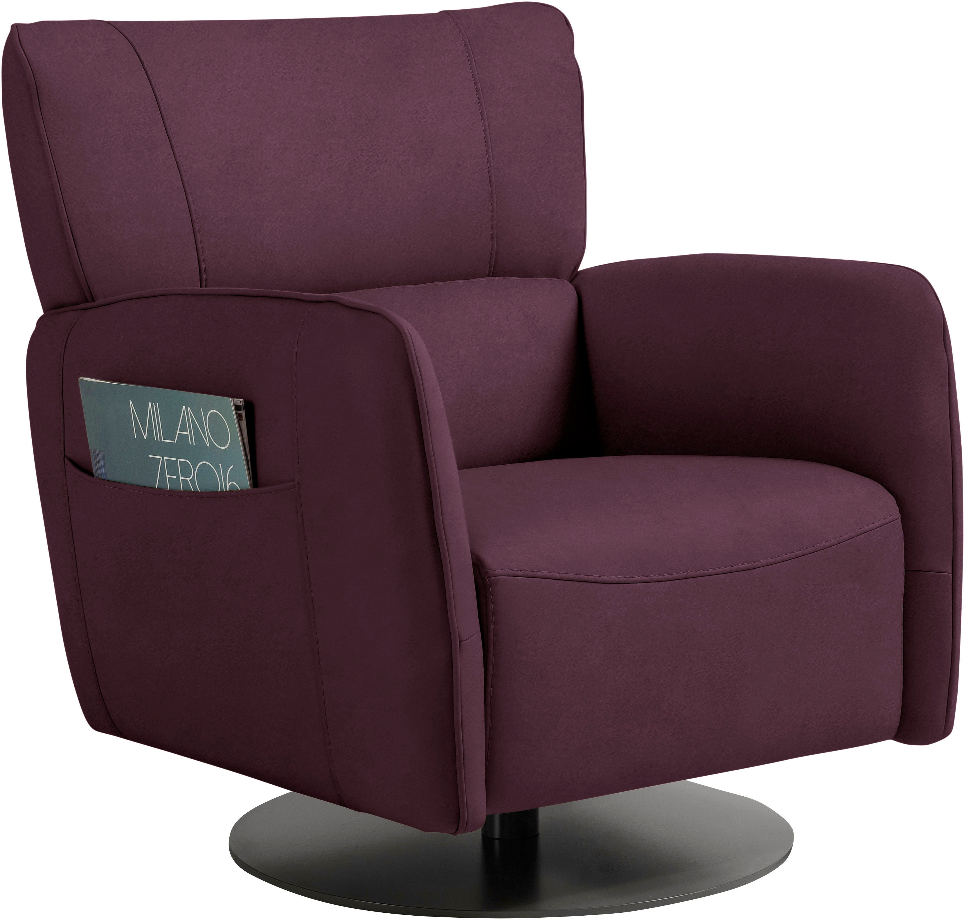 Sessel EGOITALIANO "Honey", lila (plum), B:74cm H:85cm T:85cm, Sessel, Sessel, inkl. seitlicher Einstecktasche, drehbar und mit Wipp-Funktion