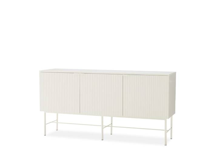 Buffet de 150 cm, couleur blanche, design cannelé