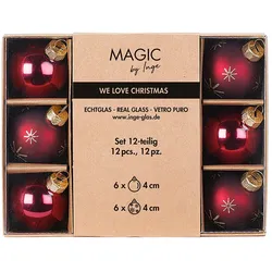 12 Weihnachtskugeln Glas 4cm Glitzer mit Motiv Christbaumkugeln Weihnachtsbaumkugeln Christbaumschmuck Weihnachtsbaumschmuck Matt Glanz Smooth Port