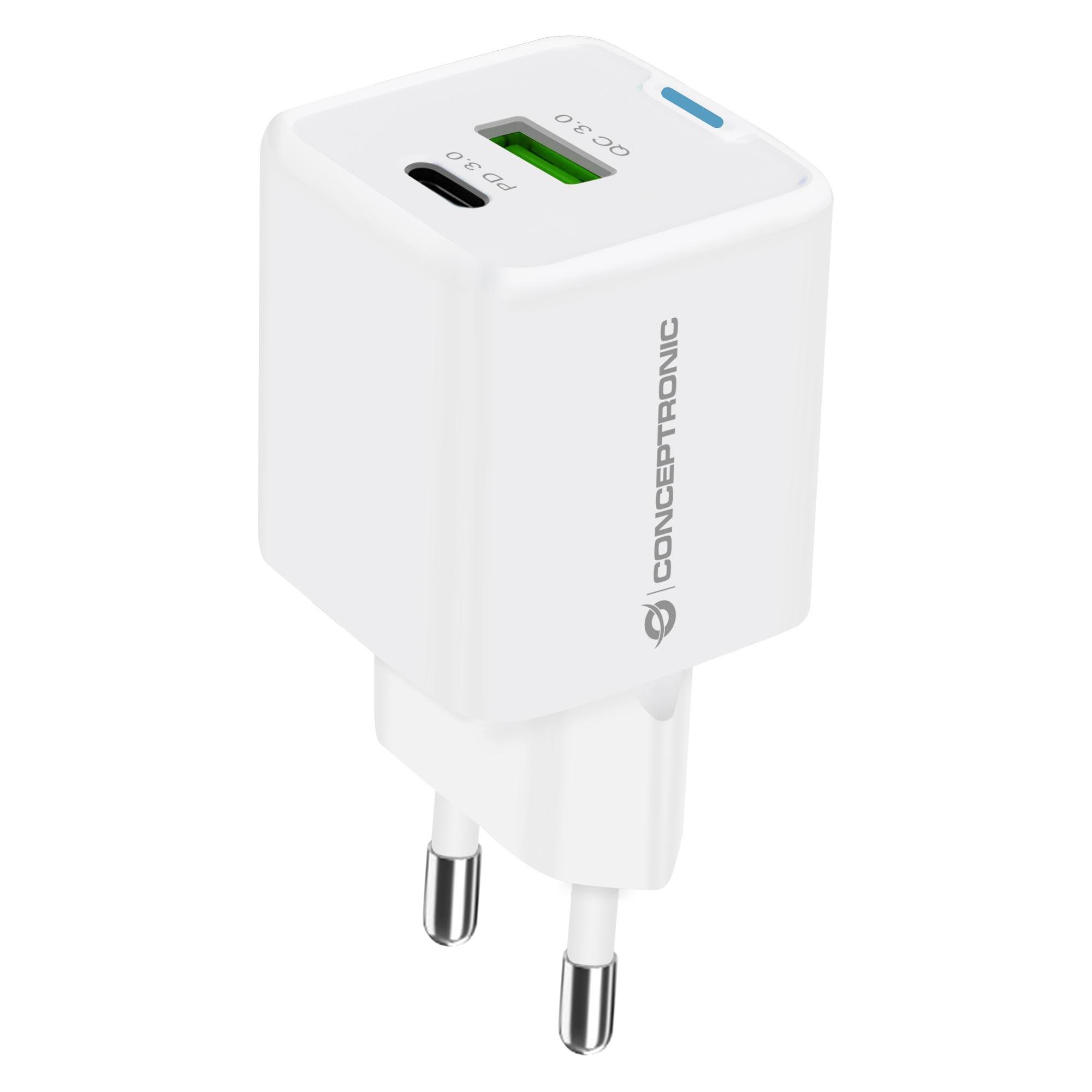Conceptronic Ladegerät 2Port 33W,1xUSB-C,3-in-1 USB-A PD ws (33 W, 2 Ports) (ALTHEA16W)