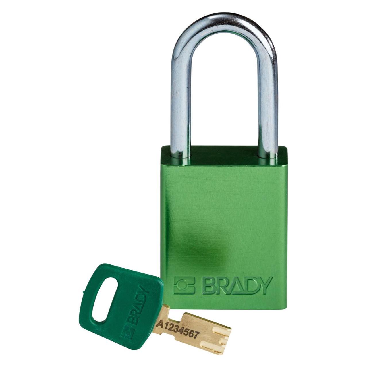 Brady SafeKey Aluminum Lockout-Vorhängeschlösser (ALU-GRN-38ST-KD)