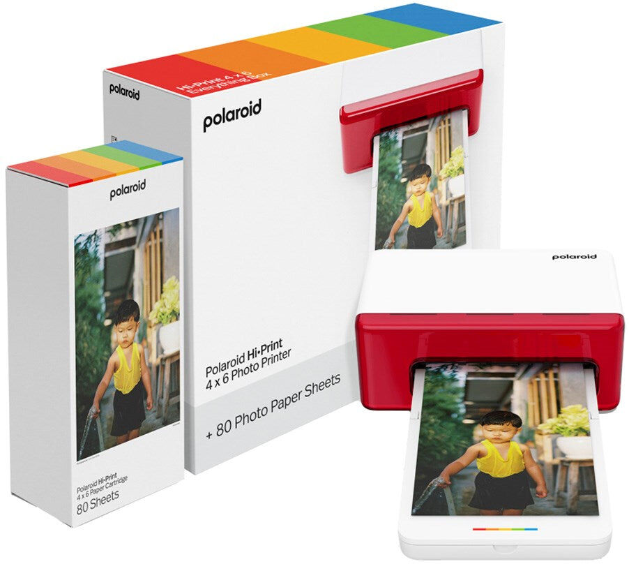 Polaroid Hi-Print Mobil Fotoprinter 4"x6" m. 80 Stk. Fotopapir - Hvid / Rød