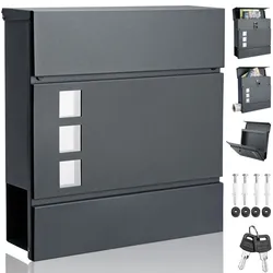 Monzana monzana Briefkasten Designer mit Sichtfenster 37 x 36,5 x 11cm anthrazit
