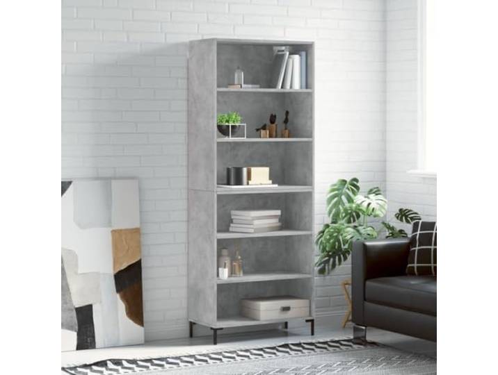 Elegantes Highboard Betongrau mit Stauraum, stabiles Aufbewahrungsmöbel aus Holzwerkstoff für die Einrichtung des Wohnzimmers, modernes Highboard in Betongrau Optik